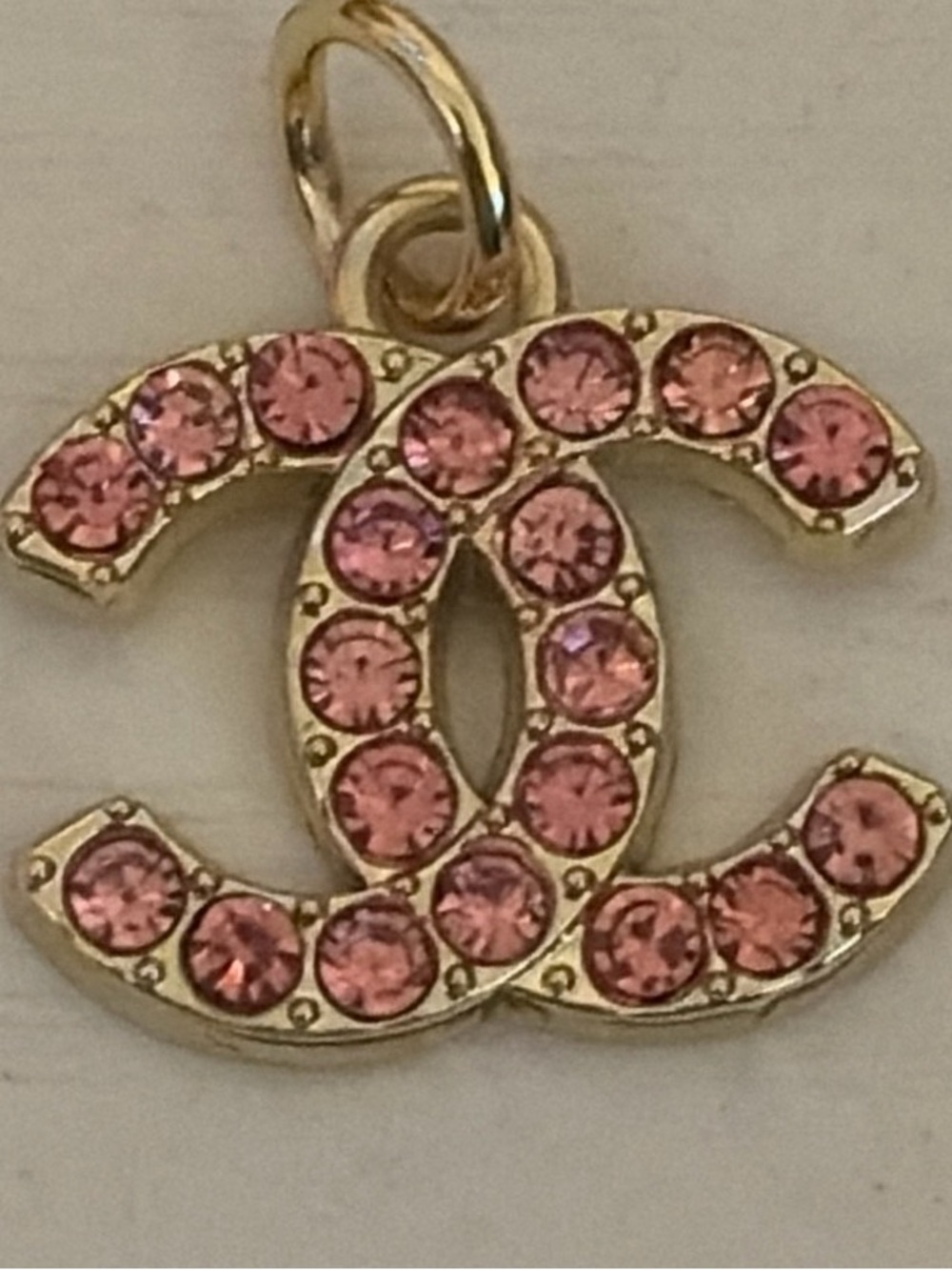 Chanel Pink Rhinestone CC Charm Pendant Charm